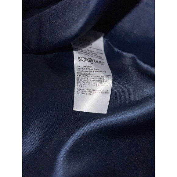 Size 38S Banana Republic Factory logo MODERN CLASSIC SATIN SUIT JACKET Navy - Picture 9 of 10